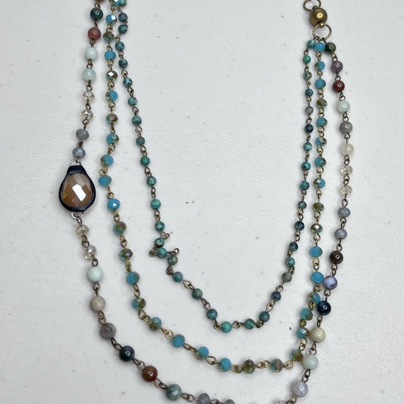 NWT Boho It's Magic Turquoise Blue Beaded Stone Necklace - Picture 5 of 8